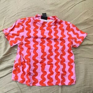 Mock Neck Pink/red squiggle